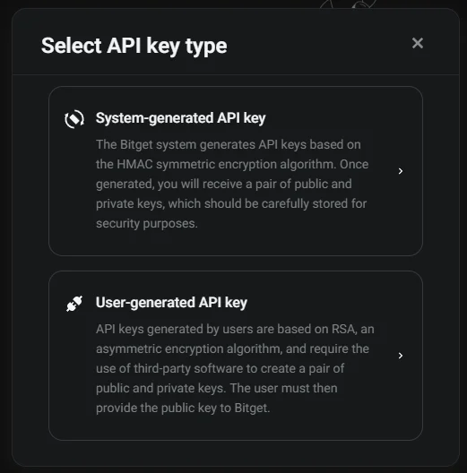 Select system-generated API key