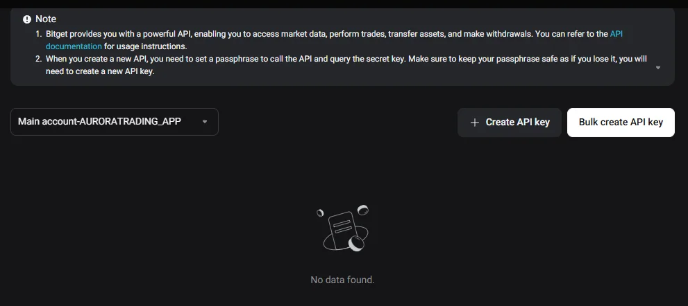 Create new key button
